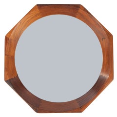 Danish Rosewood Octagonal Wall Mirror