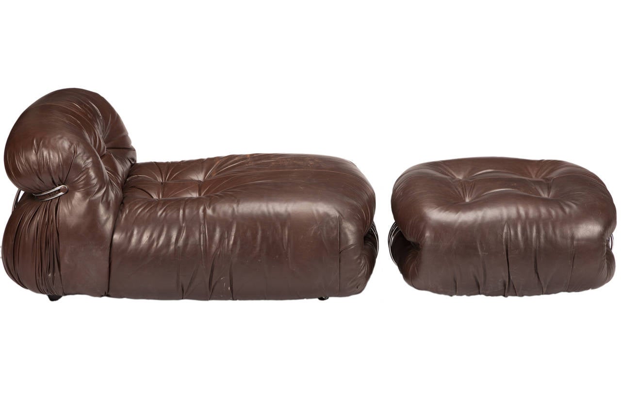 Late 20th Century Pair of Afra and Tobia Scarpa Soriana Lounges with Ottomans for Cassina
