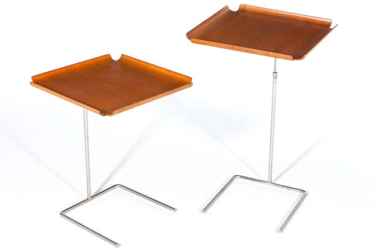 Pair of adjustable tray tables designed by George Nelson and manufacture by Herman Miller.