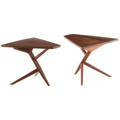 Pair of George Nakashima Conoid Side Tables
