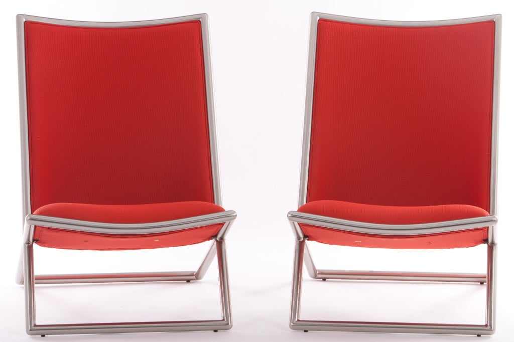 Pair Of Ward Bennett Scissor Chairs In Excellent Condition In Pawtucket, RI