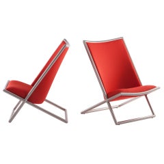 Pair Of Ward Bennett Scissor Chairs