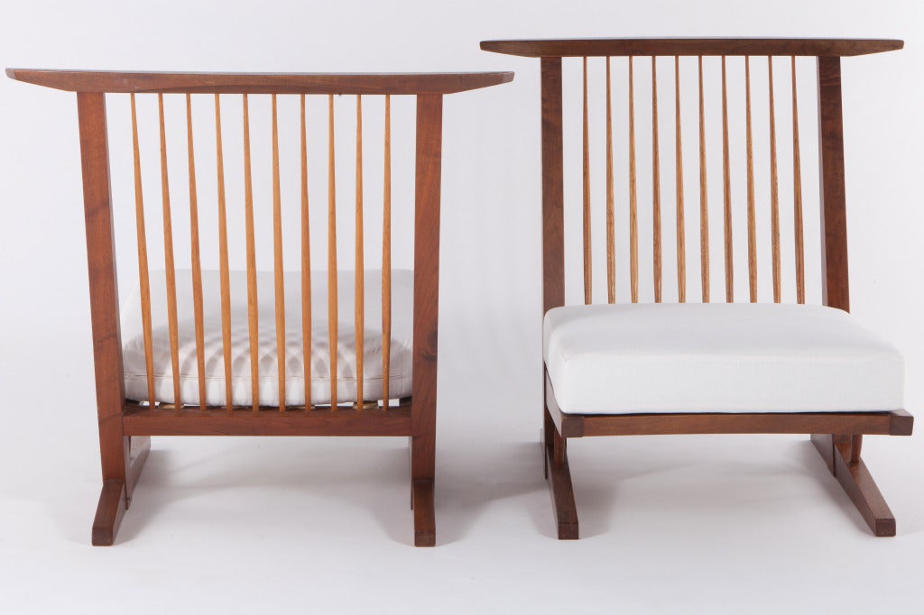Late 20th Century George Nakashima Conoid Lounge Chairs