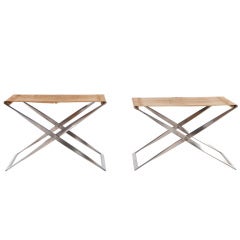 Pr.  Poul Kjaerholm PK 91 Folding Stools for E. Kold Christensen