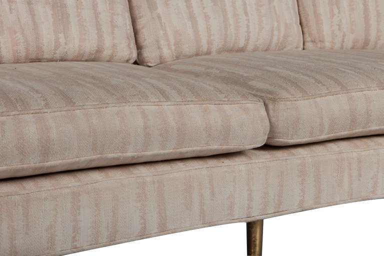 Edward Wormley for Dunbar Curved Front Sofa with Brass Legs