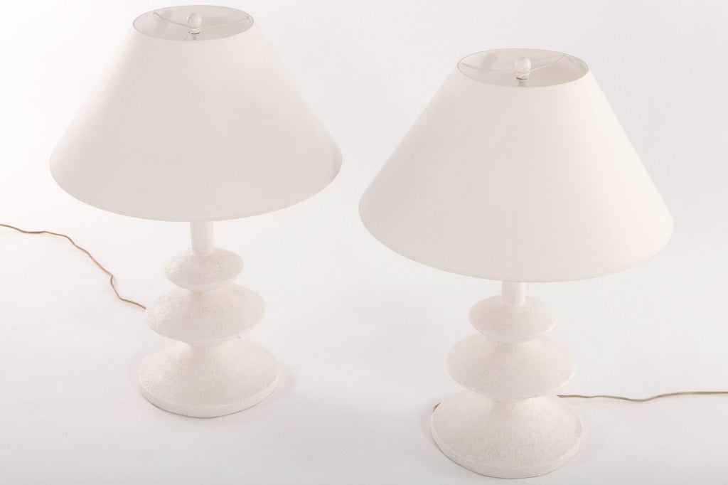 Pair Of Plaster Lamps After Diego Giacometti