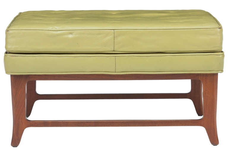 Mid-Century Modern Pair of Large Leather Ottomans Designed by Edward Wormley for Dunbar