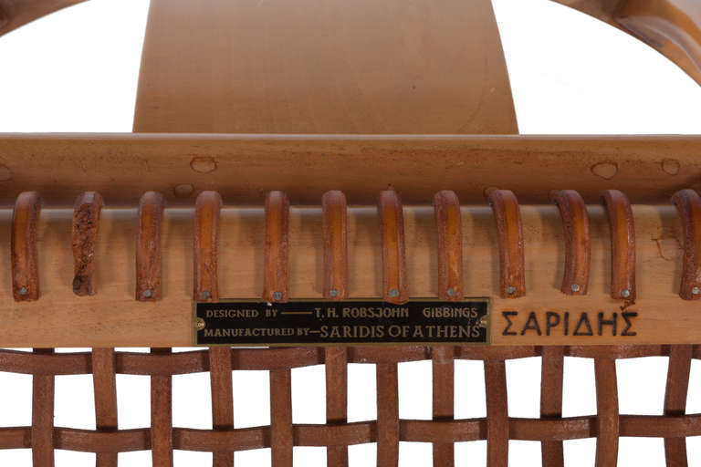 Olive Klismos Chair by T.H. Robsjohn-Gibbings for Saridis of Athens