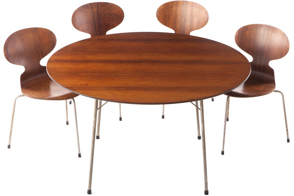 Scandinavian Modern Arne Jacobsen Rosewood Table and chairs