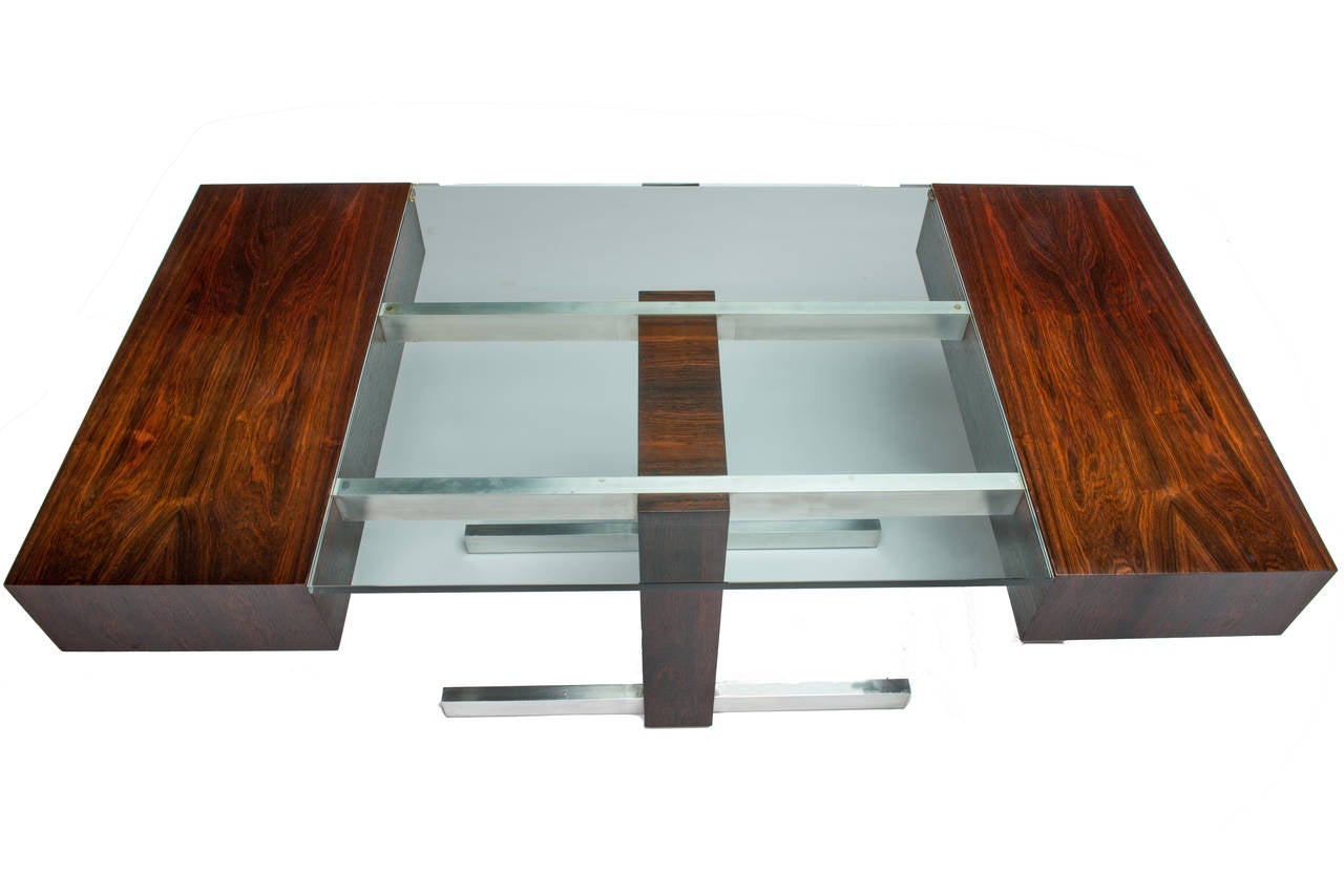 Mid-Century Modern Rosewood and Glass Desk by Vladimir Kagan