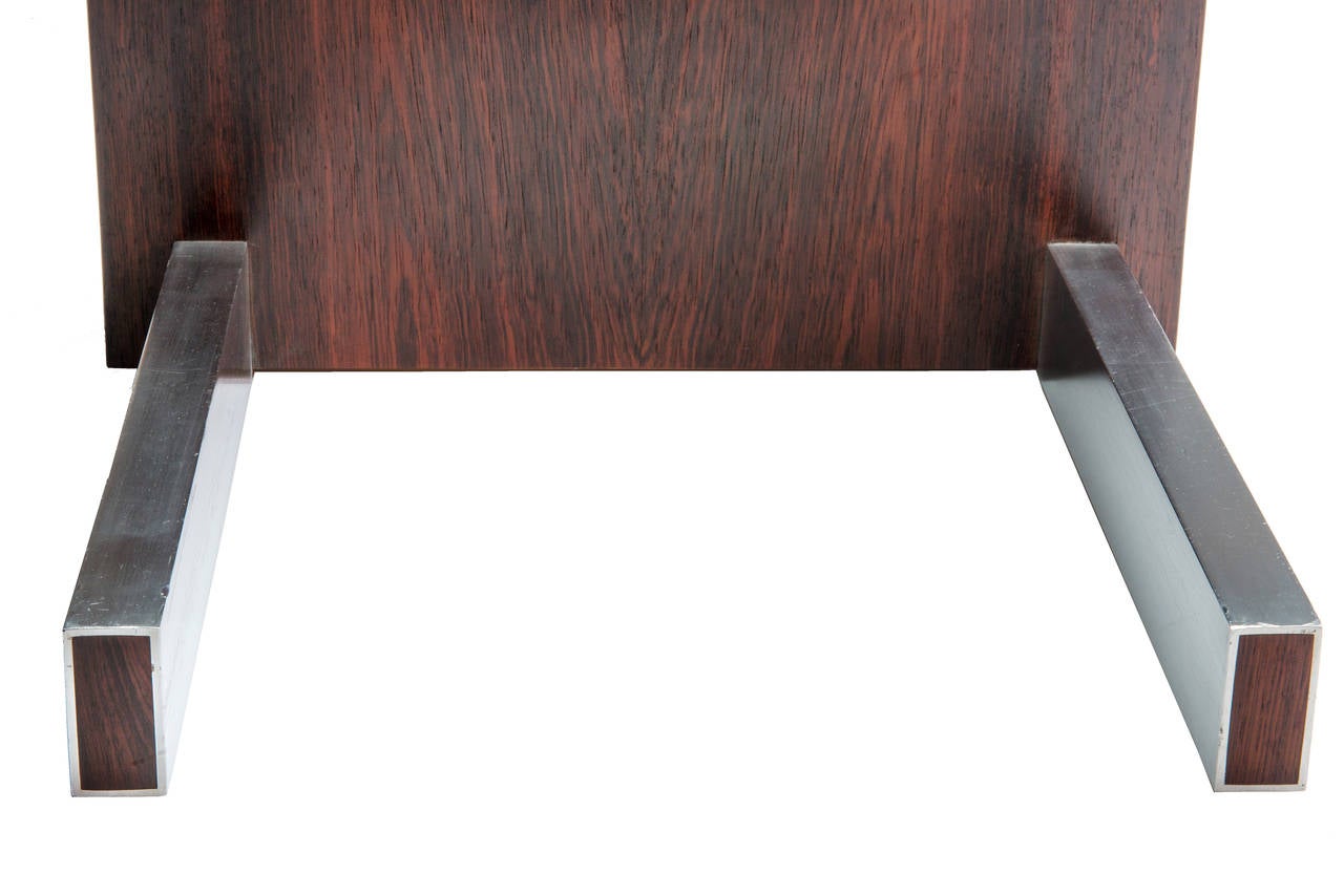 Rosewood and Glass Desk by Vladimir Kagan In Distressed Condition In Pawtucket, RI