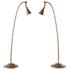 Large Bronze Maison Jansen Bamboo Table Lamps