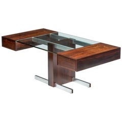 Rosewood and Glass Desk by Vladimir Kagan