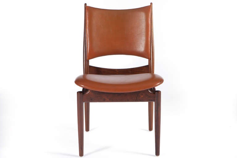 Danish 8 Rosewood And Original Leather Egyptian Chairs By Finn Juhl