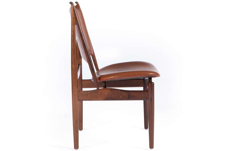 Scandinavian Modern 8 Rosewood And Original Leather Egyptian Chairs By Finn Juhl