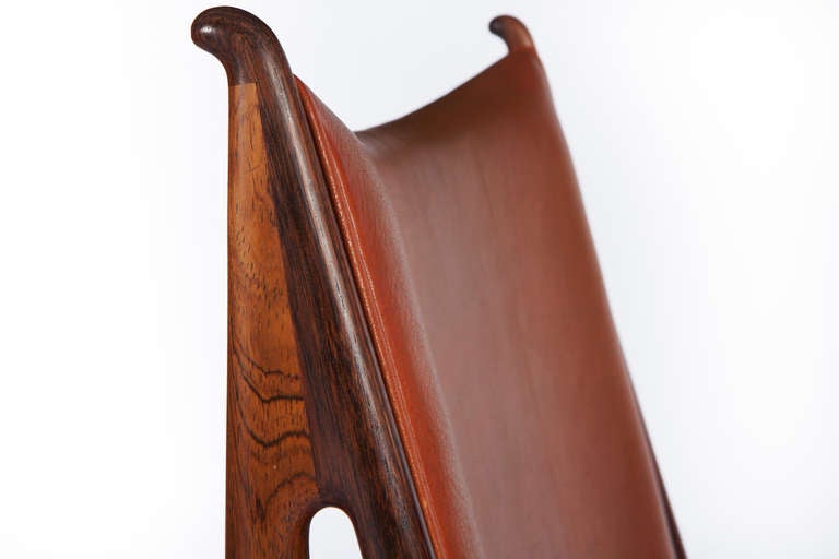 8 Rosewood And Original Leather Egyptian Chairs By Finn Juhl In Excellent Condition In Pawtucket, RI