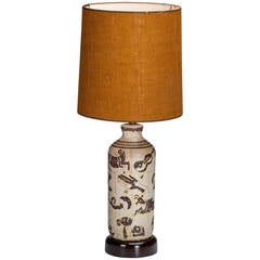 Guido Gambone Signed Ceramic Table Lamp, circa 1950, Italy 9