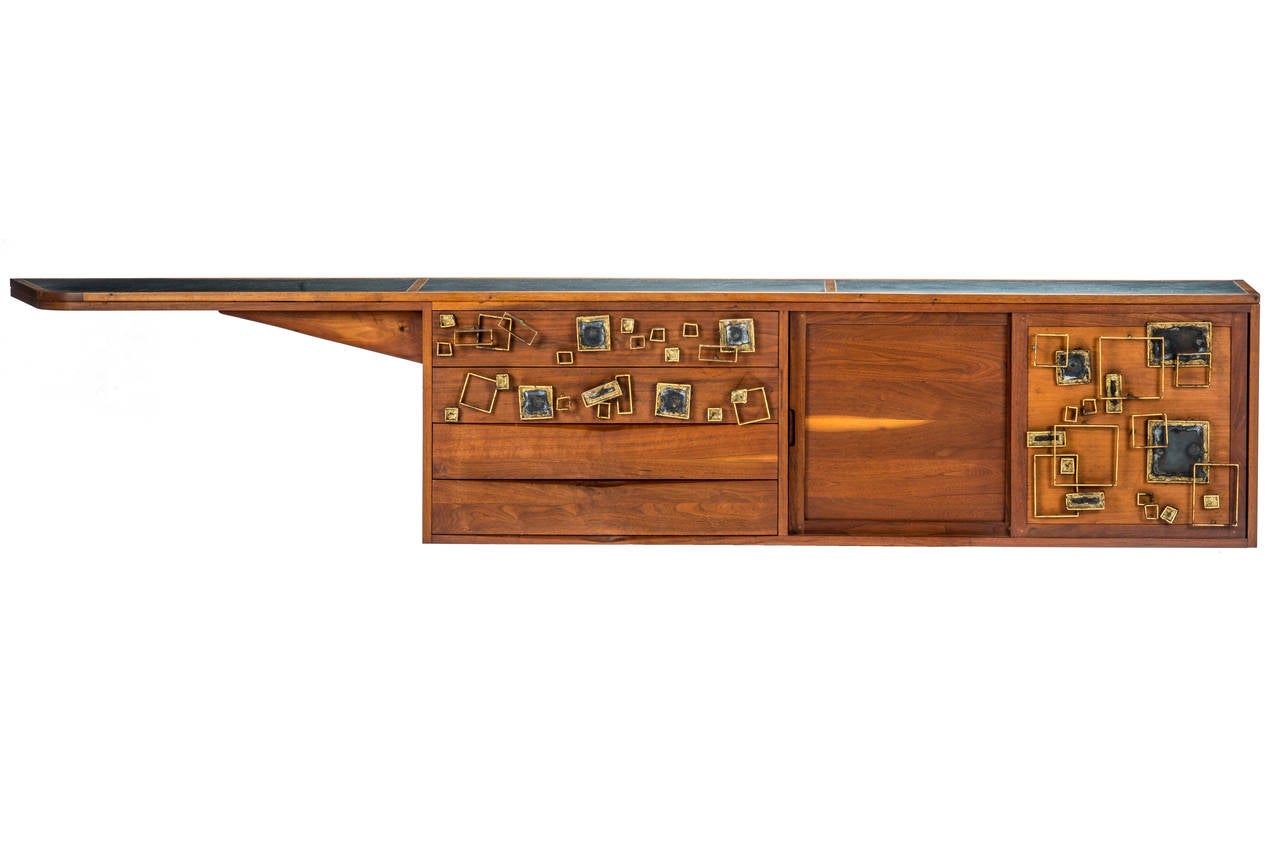 Mid-Century Modern Phillip Lloyd Powell and Paul Evans Wall-Hanging Cabinet
