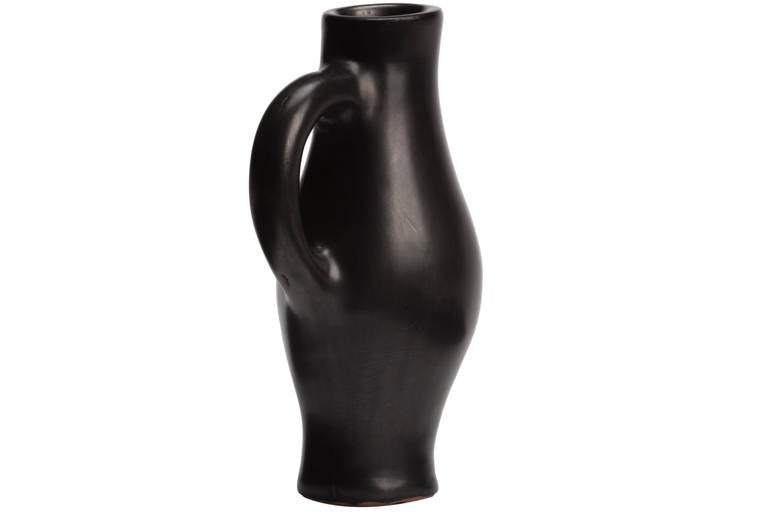 French Jouve Ceramic Black Pitcher by Jouve