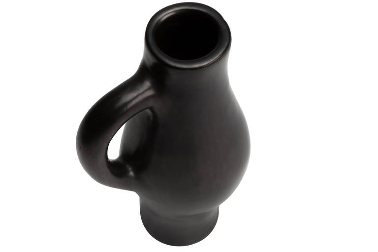 Mid-Century Modern Jouve Ceramic Black Pitcher by Jouve