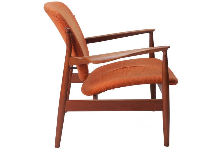 Finn Juhl Model FD136 Teak Lounge Chair for France & Son. Fabric in need of replacing.