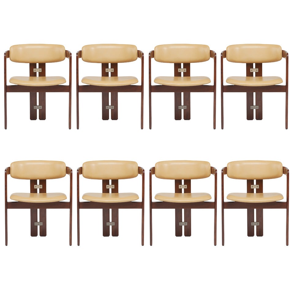 Eight Rosewood Augusto Savini "Pamplona" Dining Chairs For Pozzi