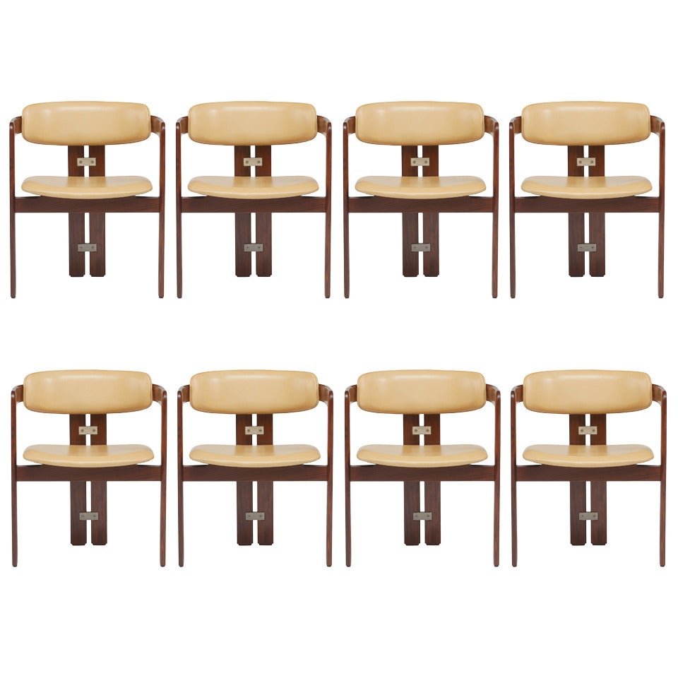 Eight Rosewood Augusto Savini "Pamplona" Dining Chairs For Pozzi