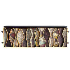Retro Paul Evans "Wavy Front" Wall Hanging Cabinet