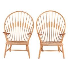 Vintage Pair Hans Wegner Peacock Chairs