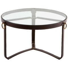 Jacques Adnet  leather and bronze coffee table