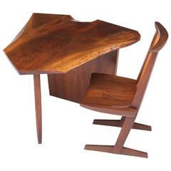 Rare and Unique Nakashima Desk With Conoid Chair