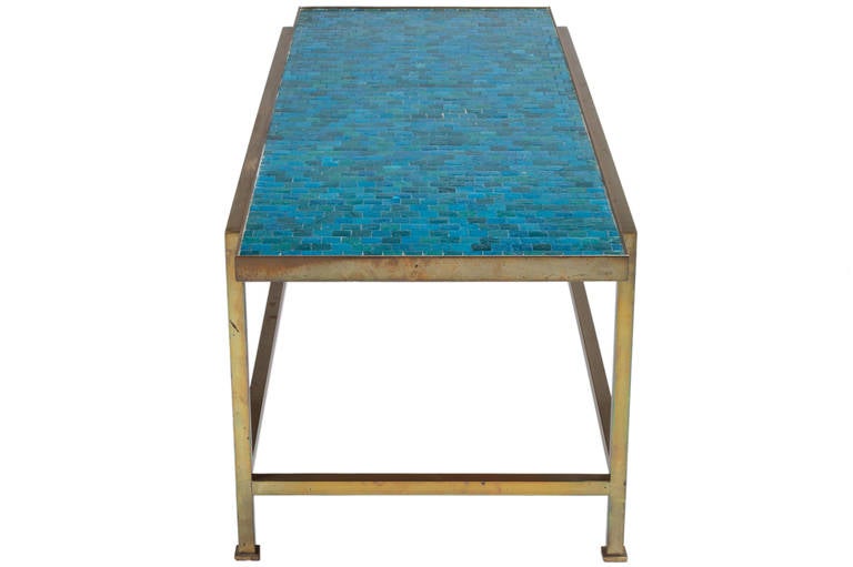 Mid-20th Century Wormley for Dunbar Blue Glass Mosaic Topped Table