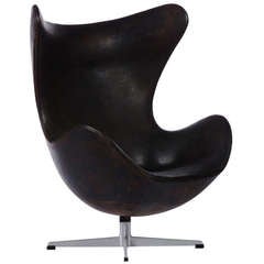 Vintage Earliest Production Arne Jacobsen Leather Egg Chair