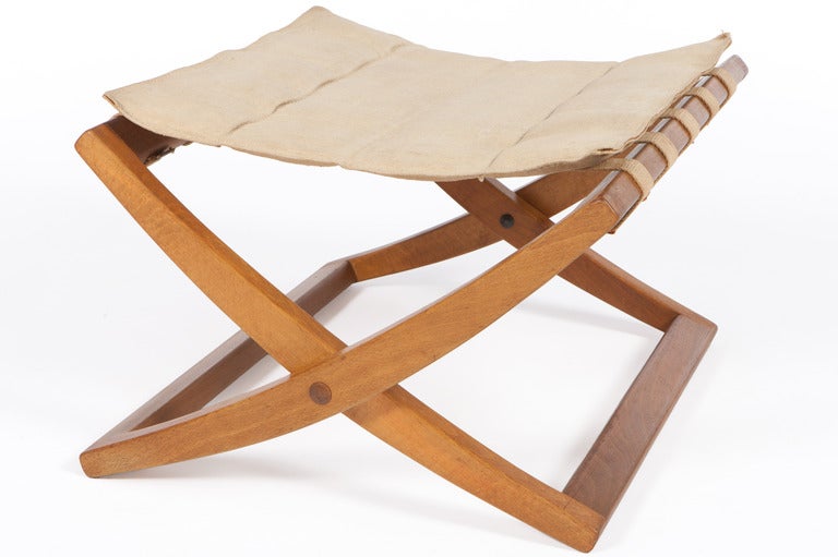 Mid-Century Modern Poul Hundevad Folding Chair And Ottoman