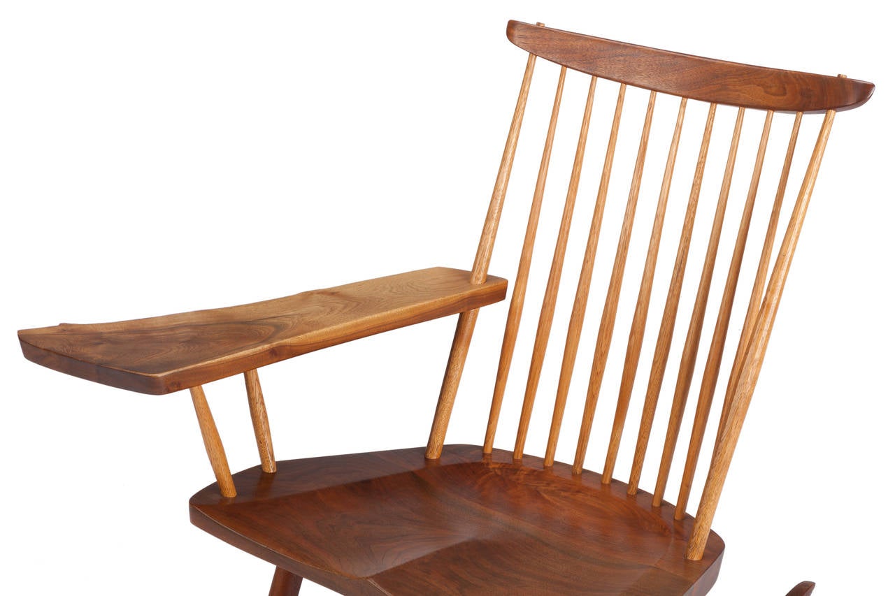 Hickory Rocking Chair with Free-Edge Arm by George Nakashima
