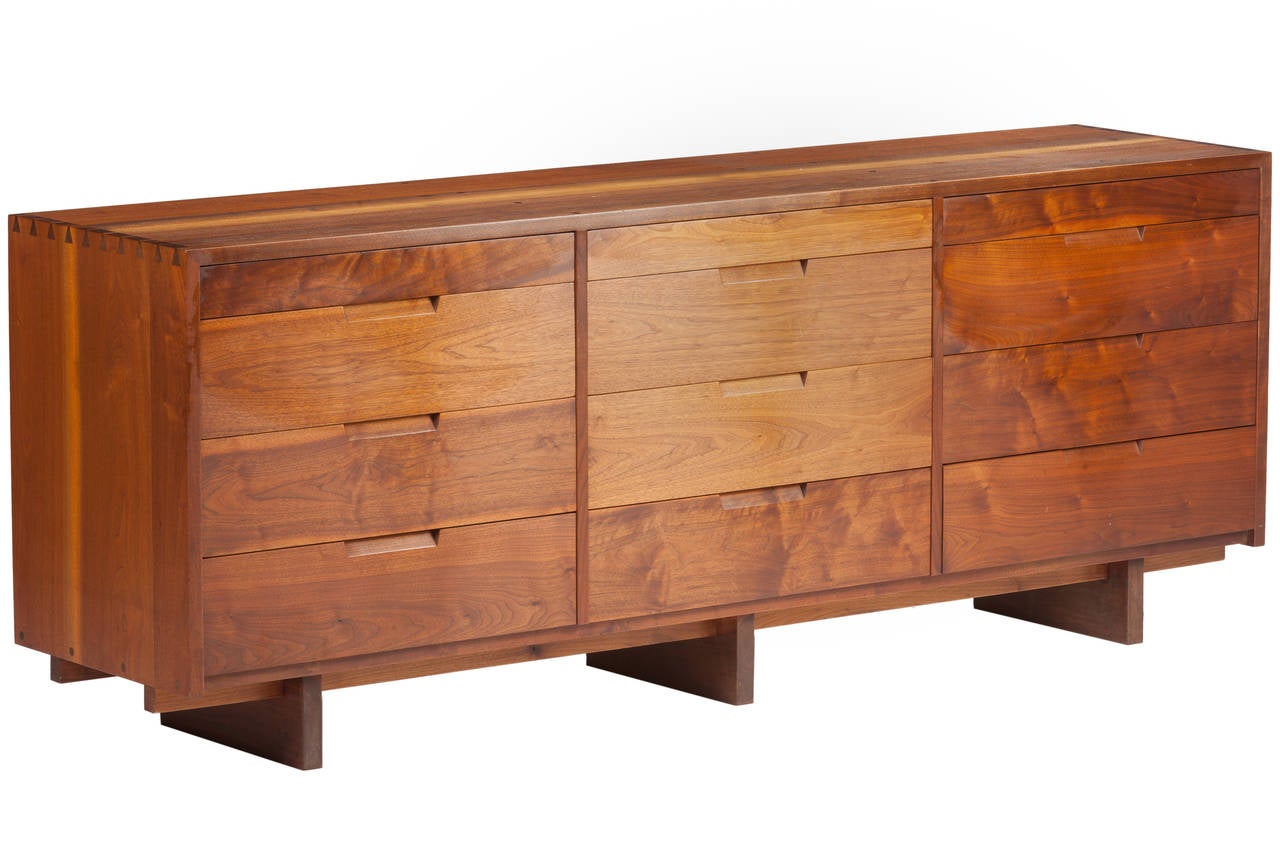 Rare Walnut 12 drawer chest from George Nakashima. Circa 1965. Chest comes with provenance.
