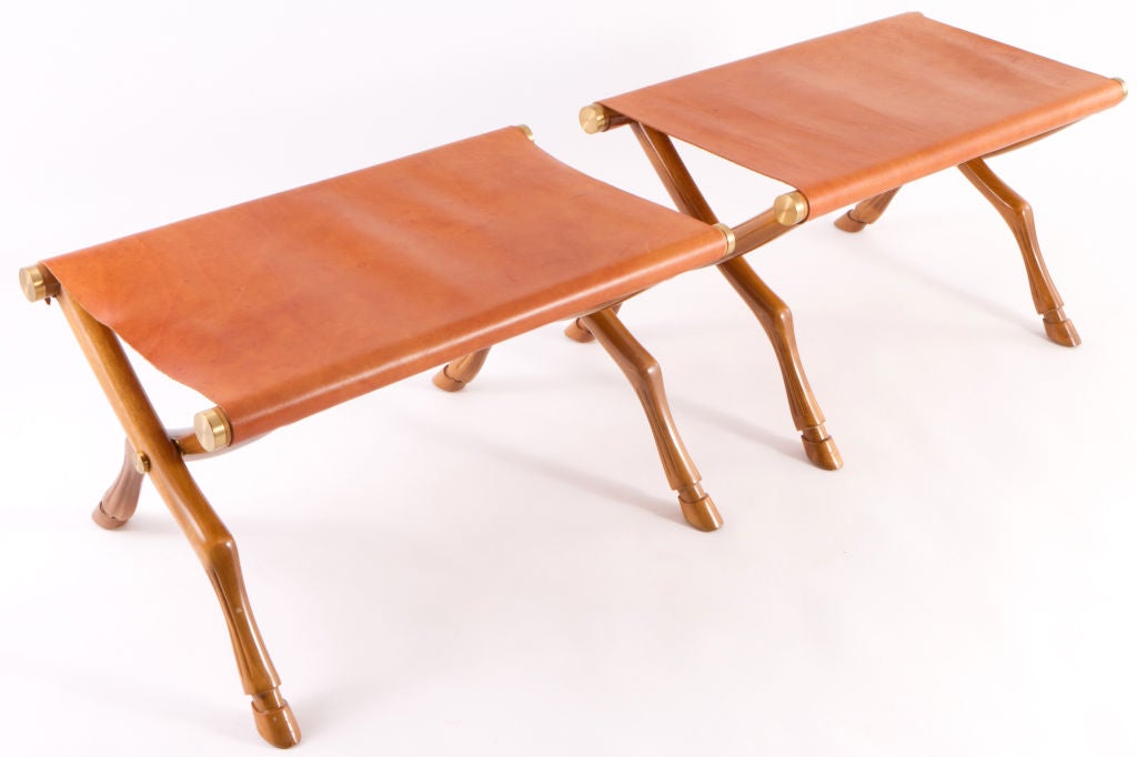 Mid-20th Century Pr. of T.H. Robsjohn-Gibbings  folding stools for Saridis