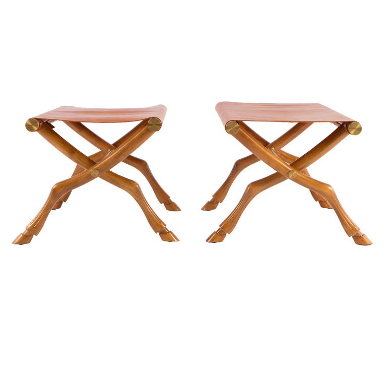 Pr. of T.H. Robsjohn-Gibbings  folding stools for Saridis