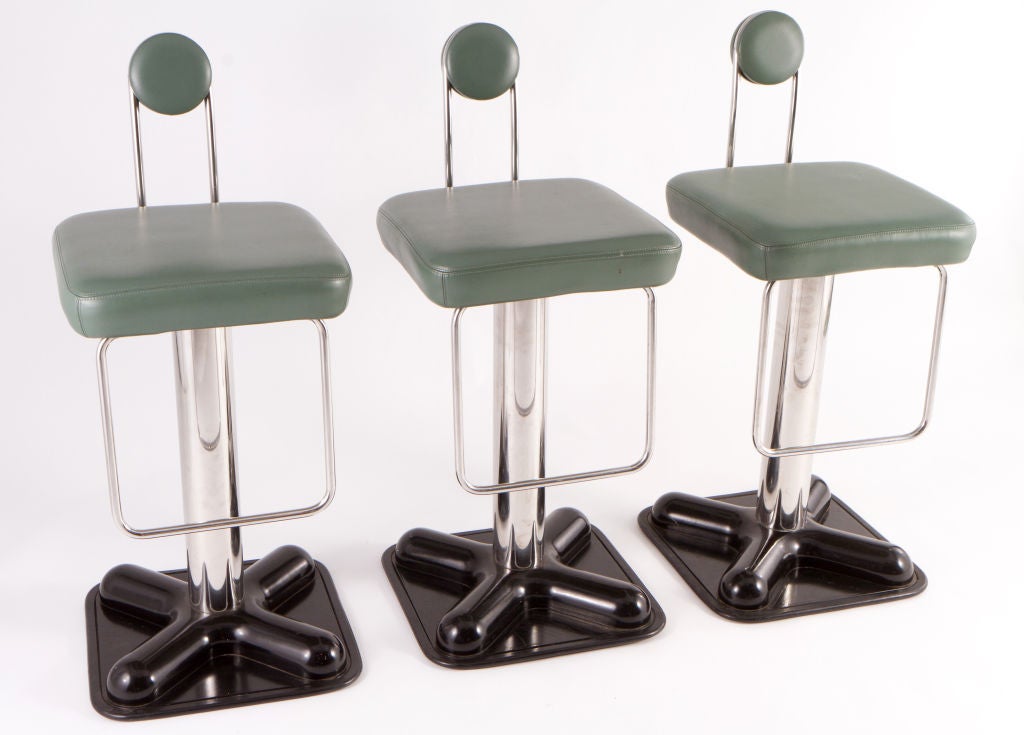3 Stools designed by Joe Colombo for Zanotta. Seats in leather