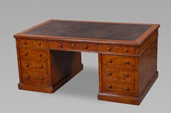 Antique Fine Mid 19th Century Figured Oak Partners Desk by Holland and Sons