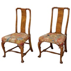 Antique Very Fine Pair of George I Chinese Back Walnut Side Chairs
