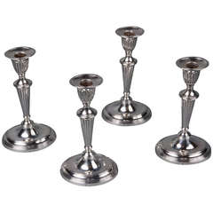 A Good Set of Four Spanish Silver Candlesticks A Good Set of Four Spanish Silver Candlesticks