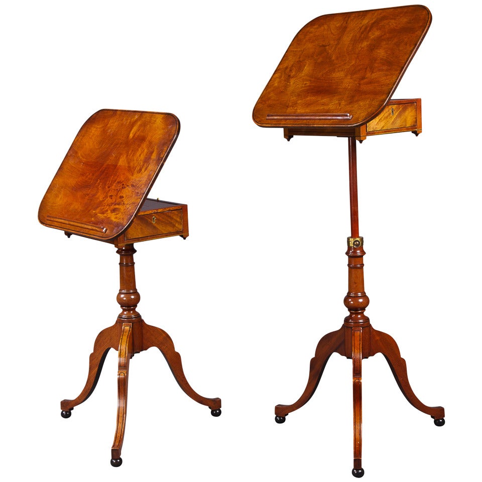 A Rare Pair of George III Telescopic Reading Tables Attributed to Gillows For Sale