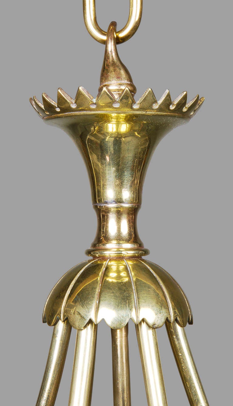 A Good Regency Brass and Glass Hexagonal Hall Lantern 2