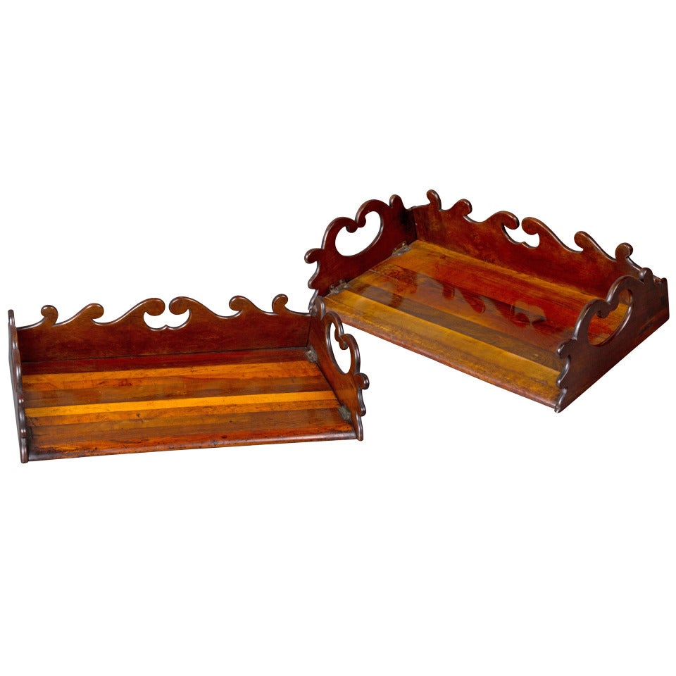 Fine and Rare Pair of Specimen Wood Book Trays Attributed to Gillows For Sale