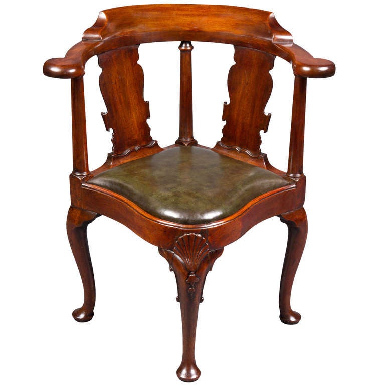 George I Period Mahogany Corner or Writing Chair
