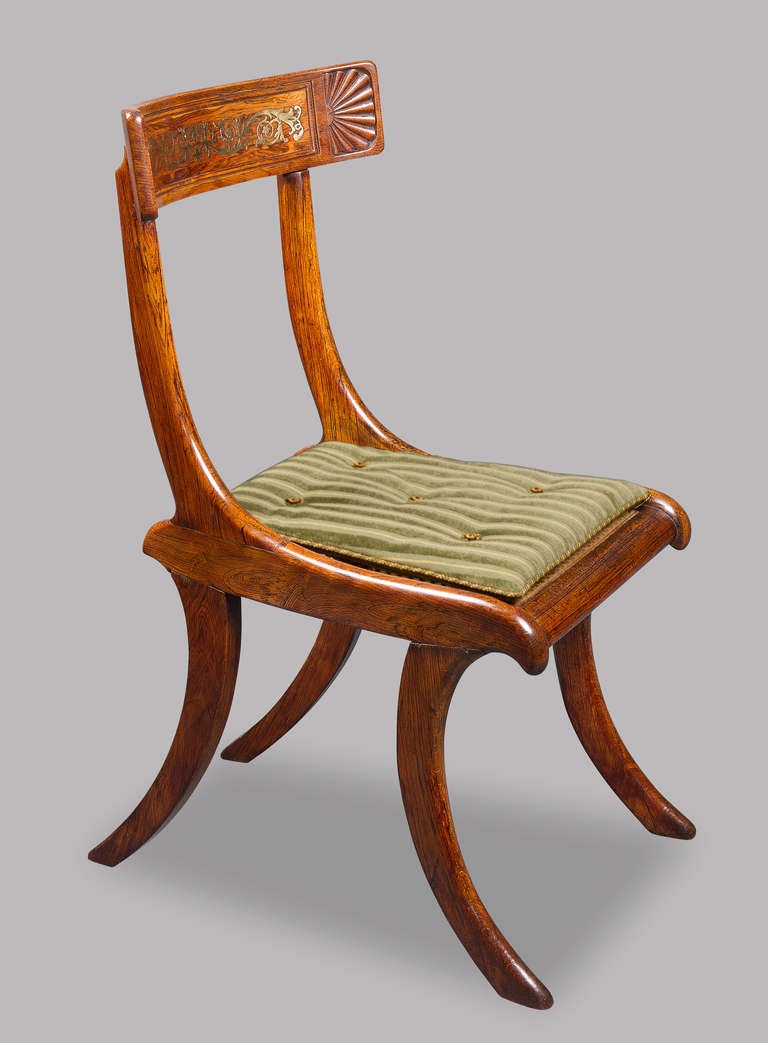 19th Century Set of Four Regency Faux Rosewood Klismos Chairs after Thomas Hope For Sale