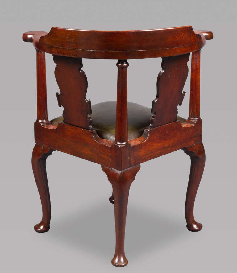 18th Century and Earlier George I Period Mahogany Corner or Writing Chair