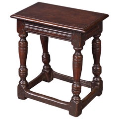 Antique Charles I Oak Joint Stool