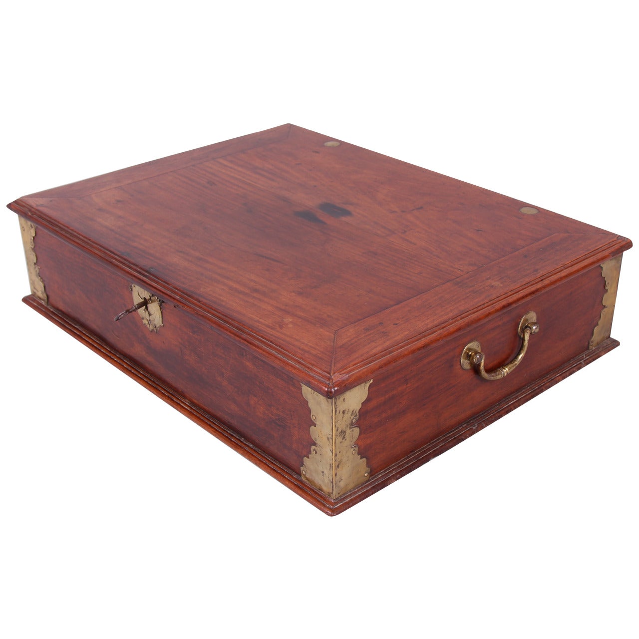 Anglo-Chinese Padouk and Brass Mounted Scholar's Writing Box For Sale